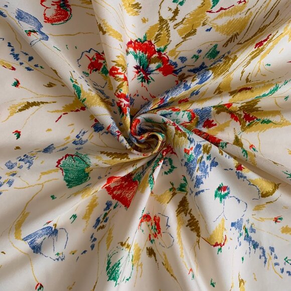 Vintage Boselli Floral Flower Print Trevira Italian Scarf Red Beige Blue Green - Picture 5 of 10